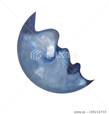 Watercolor Moon And Crescents With The Outlines...のイラスト素材 [109218734 ...