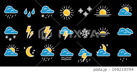 sun rain snow. moon cloud Luna. blue yellow 109219704