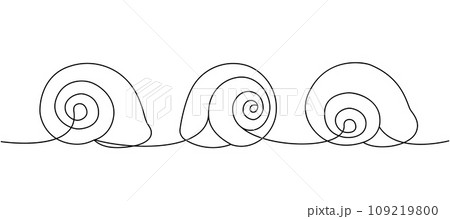 Underwater shells. Sea shells, mollusks, scallop, pearls. Tropical underwater shells continuous one line illustration. Vector minimalist illustration. Underwater shells. Sea shells, mollusks, scallop, pearls. Tropical underwater shells continuous one line illustration. Vector minimalist illustration. 109219800