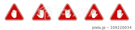 Stop hand road triangle sign vectorのイラスト素材 [109220034] - PIXTA