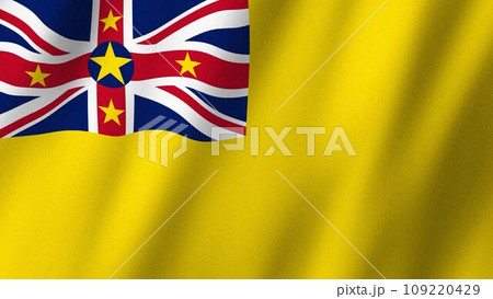 Niue flag waving in the wind. Flag of Niue images 109220429