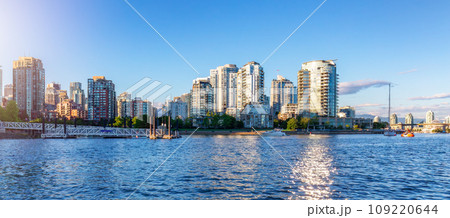 Residential Home Buildings in Modern City. Sunny Sunset. Residential Home Buildings in Modern City. Sunny Sunset. 109220644