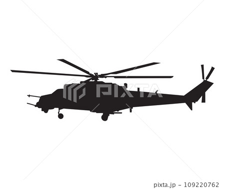 Military helicopter silhouette vector graphic Military helicopter silhouette vector graphic 109220762