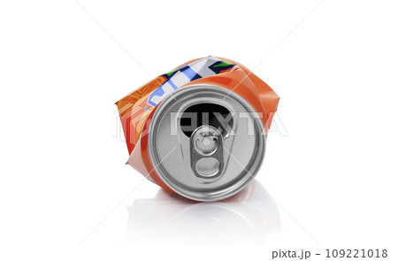 Crumpled aluminum can with sweet carbonated drink Fanta Crumpled aluminum can with sweet carbonated drink Fanta 109221018