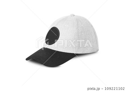 Grey baseball cap. Sports hat with visor isolated on a white 109221102