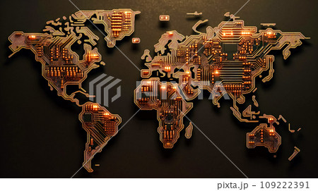 World map crafted from chips World map crafted from chips 109222391