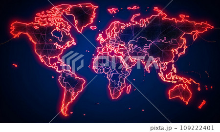 World map in neon light 109222401