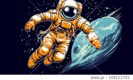 the astronaut gracefully soars across a stunning alien landscape 109222702