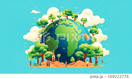 Earth, a lush oasis, A celebration of greenery and trees 109222778