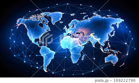 World map in neon light 109222790