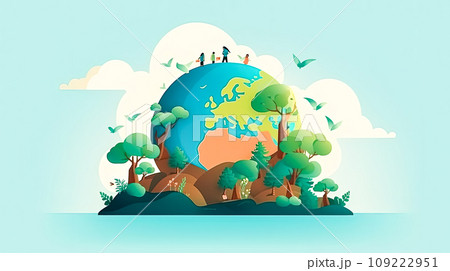 United for Earth, Diverse people against greenery United for Earth, Diverse people against greenery 109222951