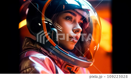 A close up reveals the resilience in the eyes of a female astronaut A close up reveals the resilience in the eyes of a female astronaut 109223028
