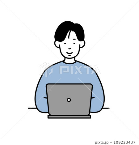 パソコンをする男性のビジネスパーソン　副業 IT 会社員 109223437