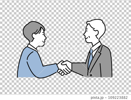 Illustration material of business people shaking hands Negotiation concluded Illustration material of business people shaking hands Negotiation concluded 109223882