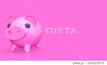 The pink piggy bank for earn or saving concept 3d rendering. 109223973