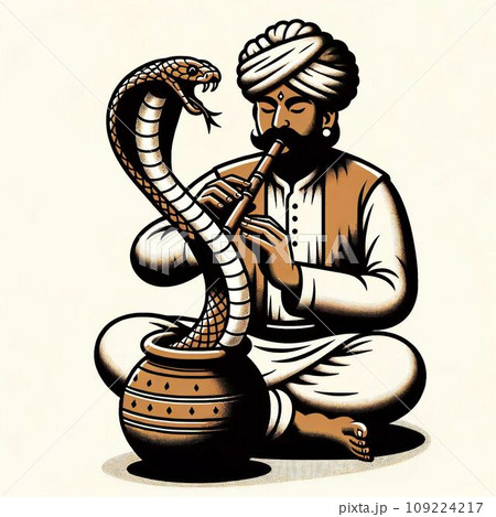 笛で蛇を操る蛇使い-Generative AI 笛で蛇を操る蛇使い-Generative AI 109224217