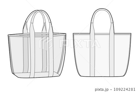 Beach Transparent Tote silhouette bag. Fashion accessory technical illustration. Vector satchel front 3-4 view for Men, Beach Transparent Tote silhouette bag. Fashion accessory technical illustration. Vector satchel front 3-4 view for Men, 109224281