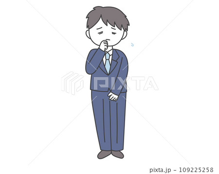 立ちながら困るスーツの男性のイラスト 立ちながら困るスーツの男性のイラスト 109225258