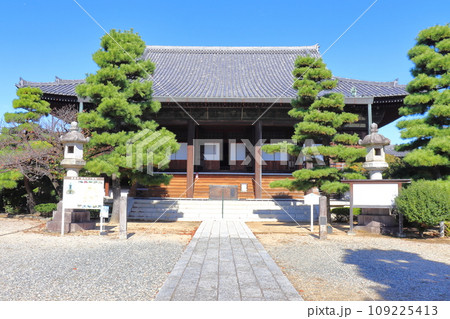徳川家康ゆかりの寺院 常楽寺の山門と本堂(愛知県 半田市) 徳川家康ゆかりの寺院 常楽寺の山門と本堂(愛知県 半田市) 109225413