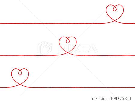手書きのシンプルな赤いハートのライン　線画 109225811