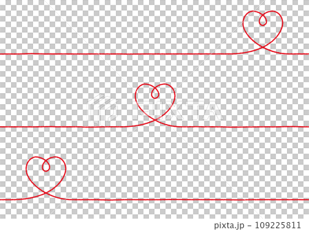 手書きのシンプルな赤いハートのライン　線画 109225811