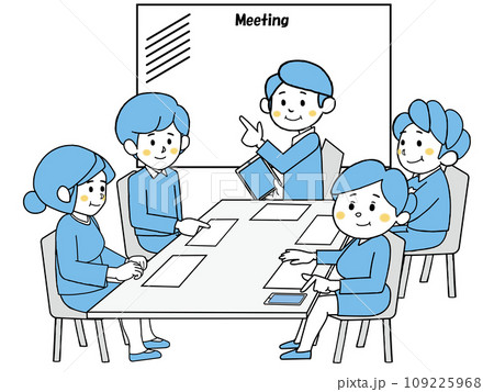 ビジネスミーティング_打ち合わせ中の小規模グループ5人構成 109225968
