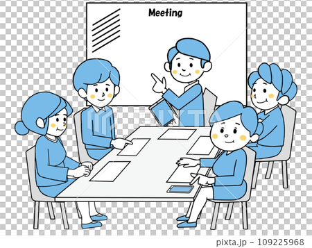ビジネスミーティング_打ち合わせ中の小規模グループ5人構成 109225968