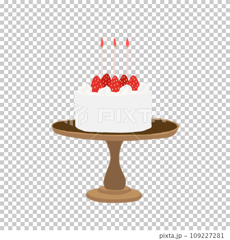 Illustration of a shortcake with strawberries on top to celebrate a birthday Illustration of a shortcake with strawberries on top to celebrate a birthday 109227281