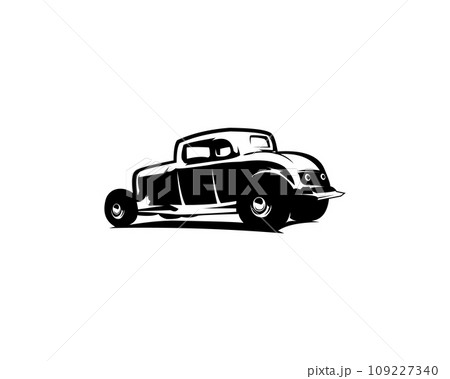 Vintage coupe car from 1932. isolated white background with view from behind. premium vector design for logo, badge, emblem. available in eps 10 Vintage coupe car from 1932. isolated white background with view from behind. premium vector design for logo, badge, emblem. available in eps 10 109227340