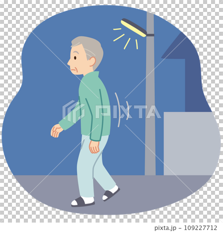 夜間徘徊するシニア男性　介護　認知症 109227712