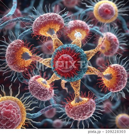 A close up digital illustration of a virus mutation. 109228303
