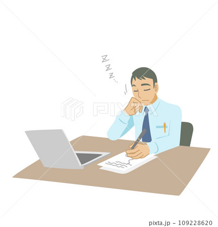 デスクで居眠りをするビジネスマン 109228620