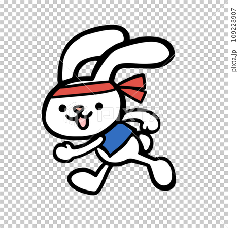 一隻奔跑的兔子的插圖 109228907