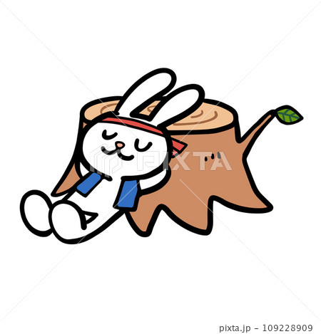 切り株で休むウサギのイラスト 切り株で休むウサギのイラスト 109228909