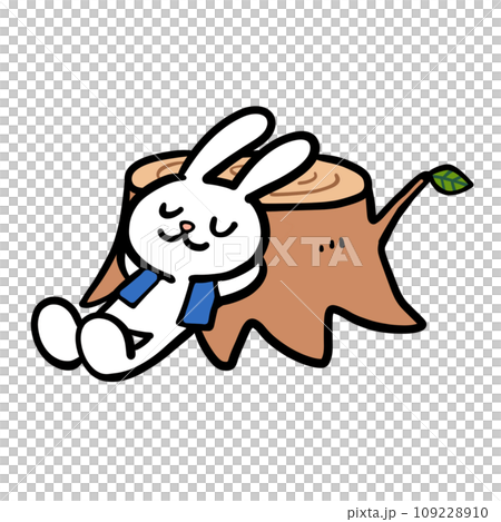 切り株で休むウサギのイラスト 切り株で休むウサギのイラスト 109228910
