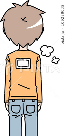 背中にカイロを貼る男性 109229038