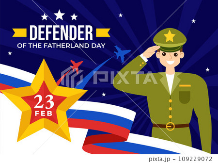 Defender of the Fatherland Day Vector Illustration on 23 February with Russian Flag and Star in National Holiday of Russia Flat Cartoon Background Defender of the Fatherland Day Vector Illustration on 23 February with Russian Flag and Star in National Holiday of Russia Flat Cartoon Background 109229072