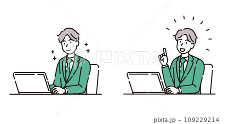 パソコン　仕事　イラスト 109229214