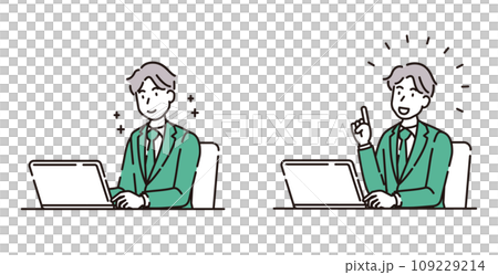 パソコン　仕事　イラスト 109229214