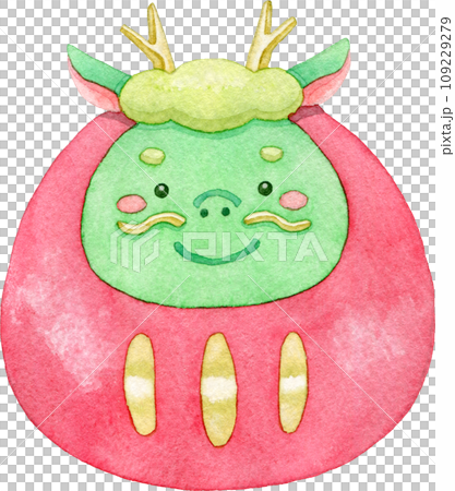 かわいい辰年の子だるまの水彩イラスト かわいい辰年の子だるまの水彩イラスト 109229279