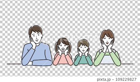 Family with a cheeks stick 109229827