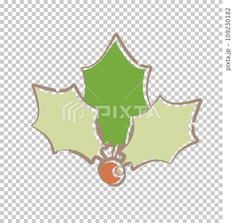 帶有柔和線條畫觸感的簡單冬青插圖 109230182