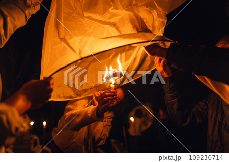 Floating lanterns at Yi Peng Festival in Chiang Mai Floating lanterns at Yi Peng Festival in Chiang Mai 109230714