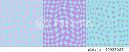 Y2k retro background. Cute checkerboard patterns set. Psychedelic groovy wavy design. Funky 70s aesthetic wavy wallpaper. 109230834