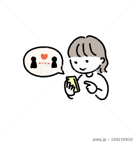 マッチングアプリをする女性イラスト素材 109230910