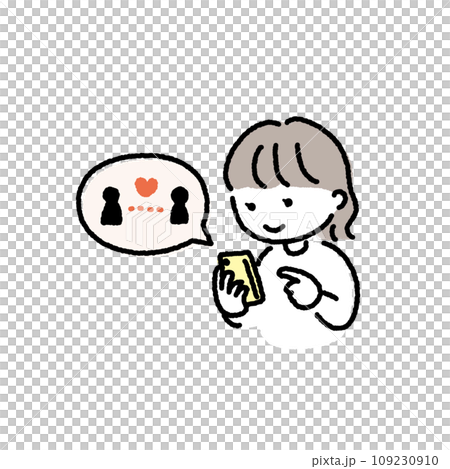 マッチングアプリをする女性イラスト素材 109230910