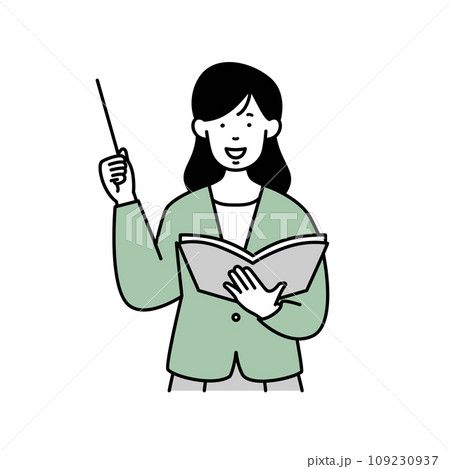 指示棒をさす女性のイラスト素材 109230937
