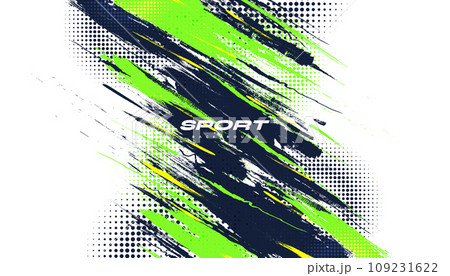 Abstract and Colorful Brush Background with Halftone Effect. Brush Stroke Illustration for Banner, Poster, or Sports Background. Scratch and Texture Elements For Design 109231622