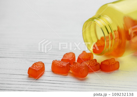 Vitamins for children,  gummy fish candy 109232138