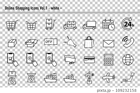 Online shop icon set A 01 white Online shop icon set A 01 white 109232158